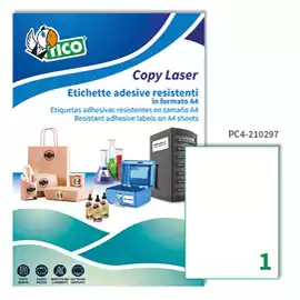 Etichette adesive PC4 in poliestere laser permanenti 210x297mm 1 et...
