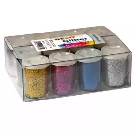 Glitter flaconegrana fine 25ml colori assortiti  conf. 12 flaconi