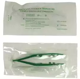 Pinzetta sterile monouso 10cm verde 