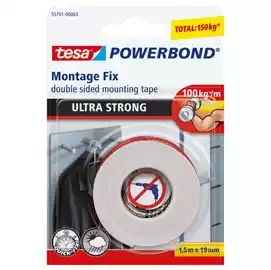 Nastro biadesivo Powerbond Ultra Strong 1,9cmx1,5 m bianco 