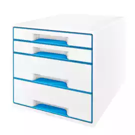 Cassettiera Cube 28,7x27x36,3cm 4 cassetti bianco azzurro 