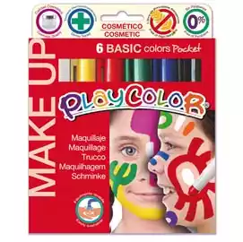 Tempera solida Make Up cosmetica Playcolor astuccio 6 colori brillanti