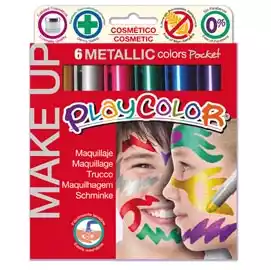 Tempera solida Make Up cosmetica Playcolor astuccio 6 colori metallic