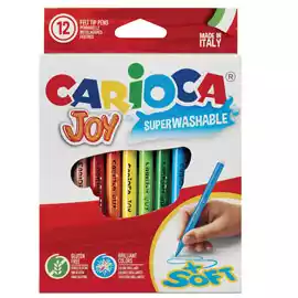 Pennarelli Joy punta 2,6mm colori assortiti lavabili Carioca scatola 12 pezzi