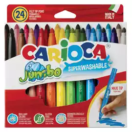 Pennarelli Jumbo punta 6,0mm colori assortiti lavabili Carioca scatola 24 pezzi