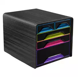 Cassettiera Smoove 36x28,8x27cm 5 cassetti misti nero multicolore 