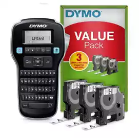 Promo pack etichettatrice Label Manager 160 3 nastri D1 12mm nero bianco inclusi Dymo