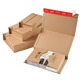 Scatole postali (fustellati) in cartone microonda avana che hanno le più varie applicazioni e sono