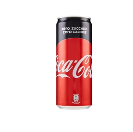 Coca cola zero lattina 33cl
ingredienti: acqua, anidride carbonica, colorante e 150d, edulcoranti ciclammato di sodio,