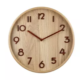 Orologio da parete in legno, quadrante protetto da materiale trasparente antiurto, lancette in legno, numeri in legno