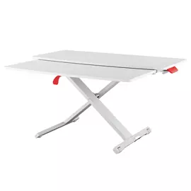 La postazione sit   stand da scrivania di leitz ergo cosy, offre la flessibilità di spostarsi tra la posizione seduta