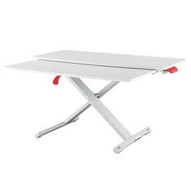 La postazione sit   stand da scrivania di leitz ergo cosy, offre la flessibilità di spostarsi tra la posizione seduta