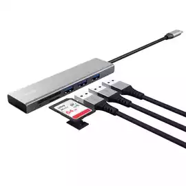Hub USB C veloce e lettore di schede 3 porte argento 