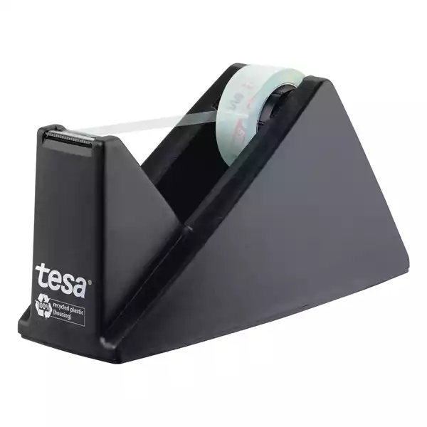 Dispenser da tavolo Eco Crystal per nastri da 1,9cm incluso rotolo 19mmx10 m Nero Tesa