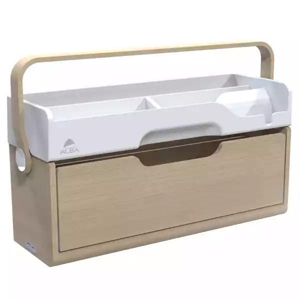 Organizer portatile da scrivania Ergobox S 42,5x23x15cm legno PET ABS legno biancogrigio Alba