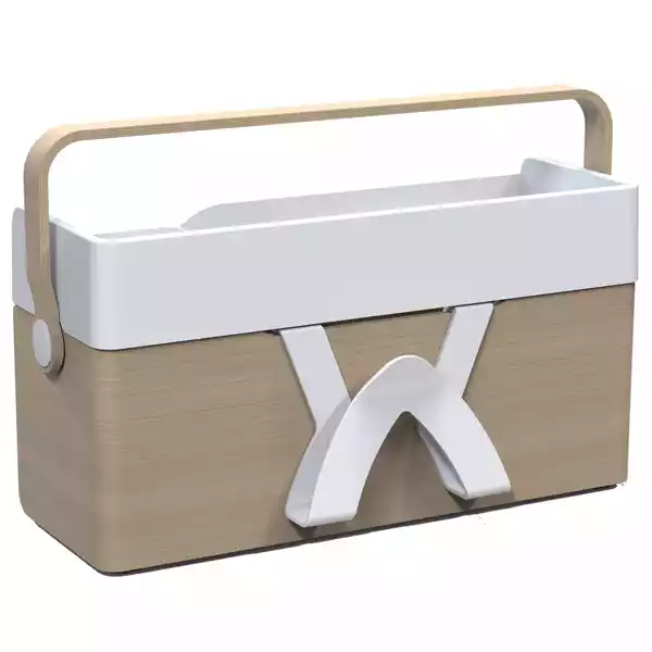 Organizer portatile da scrivania Ergobox S 42,5x23x15cm legno PET ABS legno biancogrigio Alba