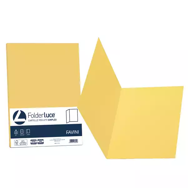 Cartelline semplici Luce 200gr 25x34cm giallo sole Favini conf. 50 pezzi