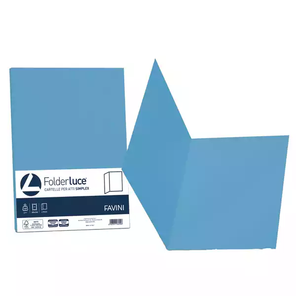 Cartelline semplici Luce 200gr 25x34cm azzurro Favini conf. 50 pezzi