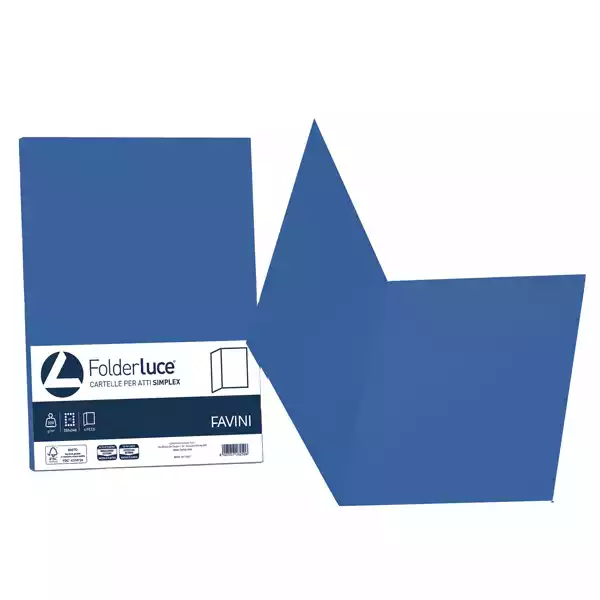 Cartelline semplici Luce 200gr 25x34cm blu prussia Favini conf. 50 pezzi