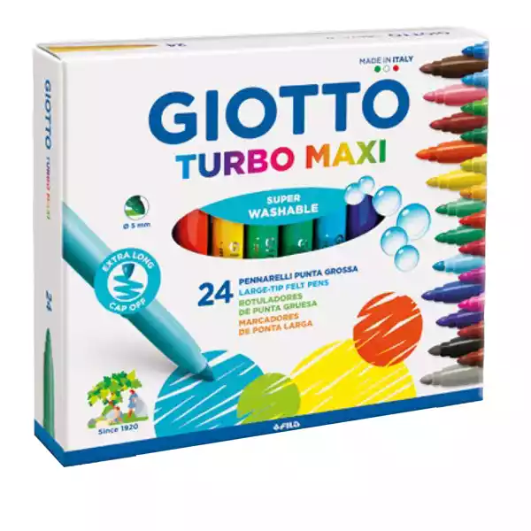 Pennarelli Turbomaxi punta D5mm colori assortiti Giotto astuccio 24 pezzi