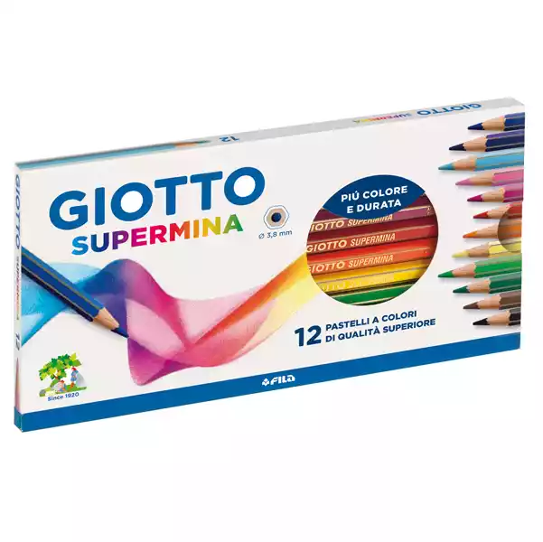 Pastello Supermina mina 3,8mm colori assortiti Giotto astuccio 12 pezzi