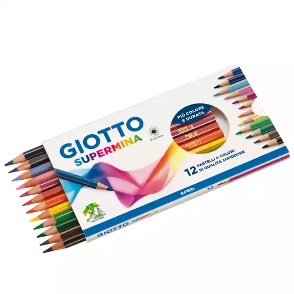 Pastello Supermina mina 3,8mm colori assortiti Giotto astuccio 12 pezzi