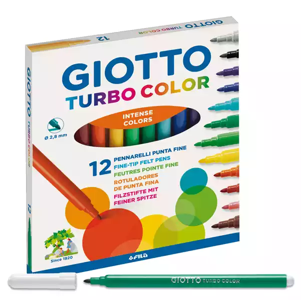 Pennarelli Turbo Color punta D2,8mm colori assortiti Giotto astuccio 12 pezzi
