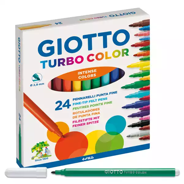 Pennarelli Turbo Color punta D2,8mm colori assortiti Giotto astuccio 24 pezzi