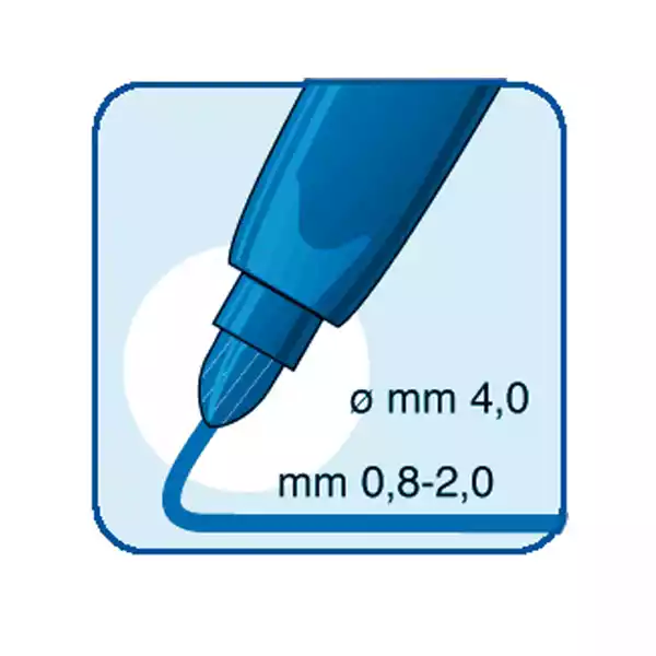 Pennarelli Office punta feltro punta maxi tratto 0,80 2,00mm blu Tratto conf. 12 pezzi