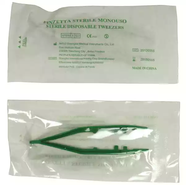 Pinzetta sterile monouso 10cm verde PVS