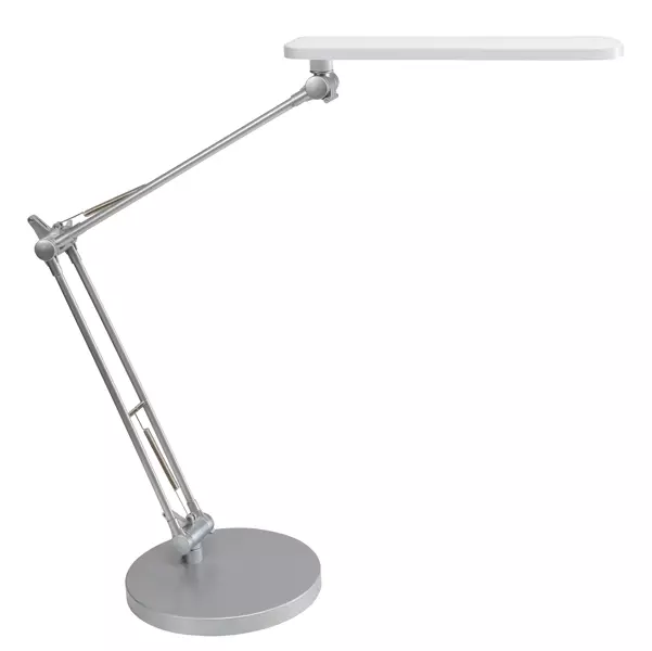 Lampada da tavolo a led 6w completamente orientabile grazie agli snodi fra bracci, testa e base. illuminazione ampia