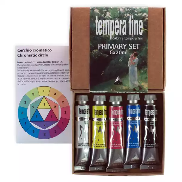 Tempera fine Primary Set 20ml colori primari (nero, bianco inclusi) Maimeri set 5 pezzi