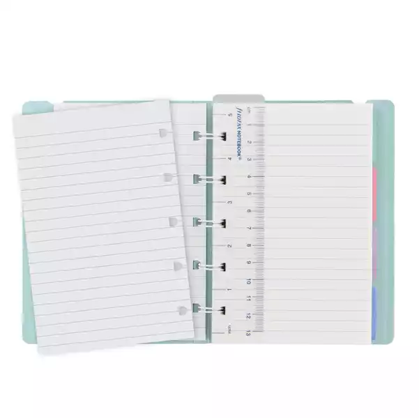 Notebook Pocket con elastico copertina similpelle 144x105mm 56 pagine a righe verde pastello Filofax