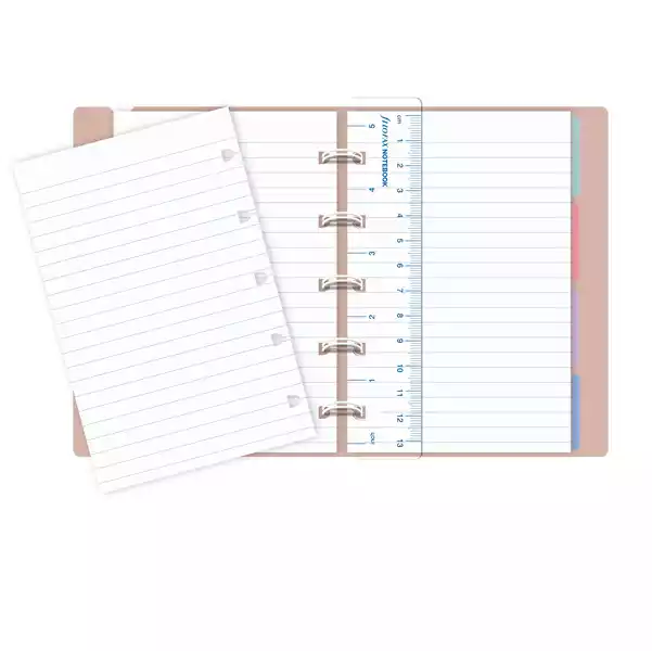 Notebook Pocket con elastico copertina similpelle 144x105mm 56 pagine a righe pesca Filofax